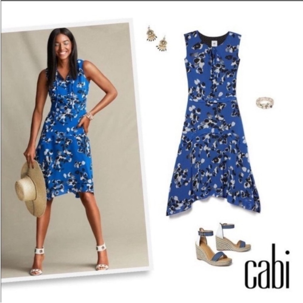 CAbi Untamed High Low Dress in Electric Blue and Black dress
